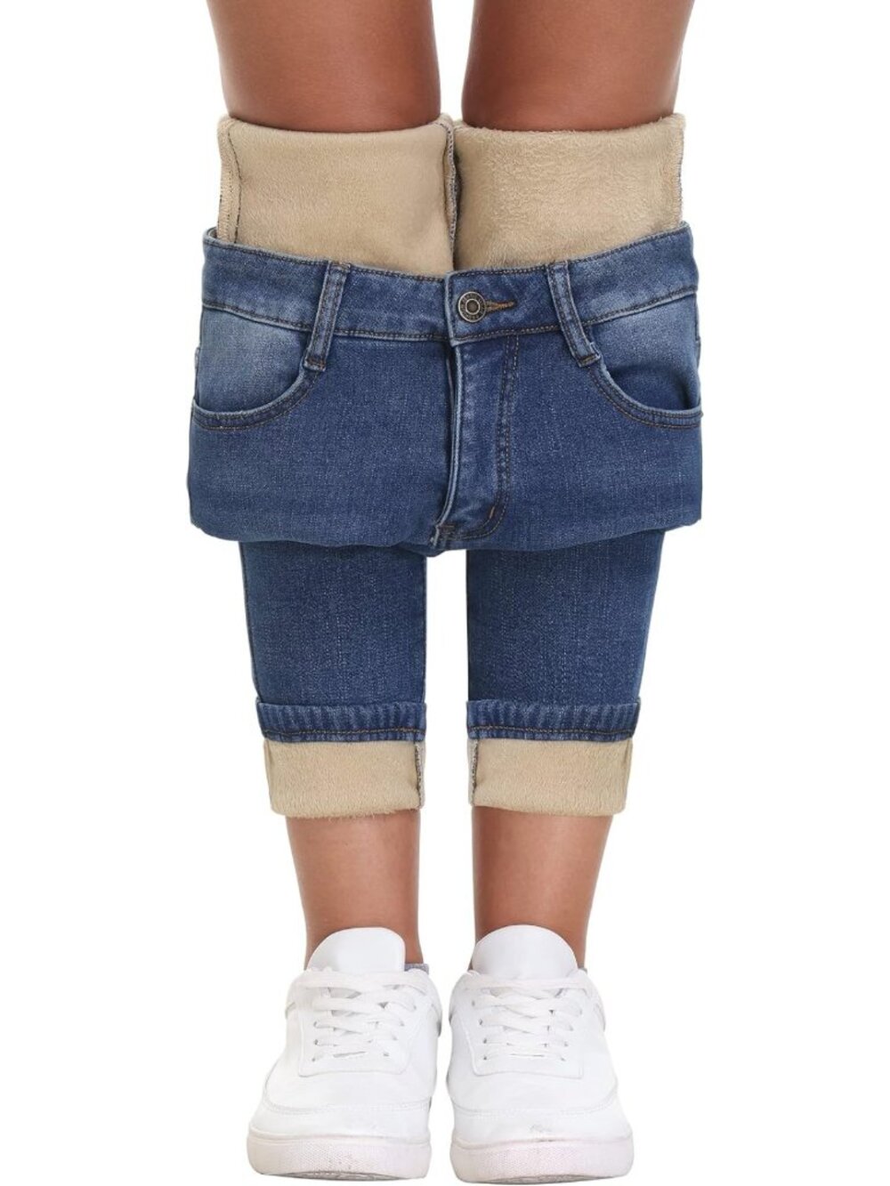Cozy High-Waisted Fleece-Lined Jeans for Women | Winter Essential Pants